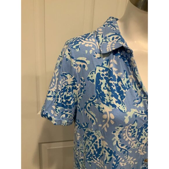 Lilly Pulitzer Sadie Polo Peri Blue Turtley Awesome Dress, Size L - Picture 4 of 11